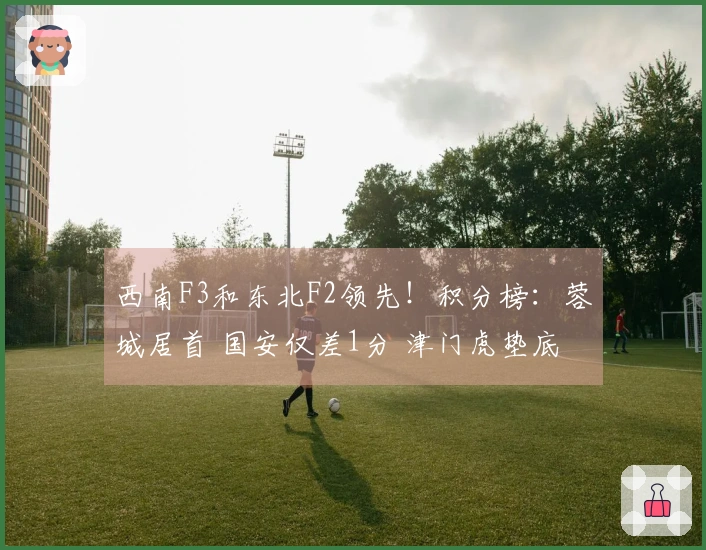 西南F3和东北F2领先！积分榜：蓉城居首 国安仅差1分 津门虎垫底